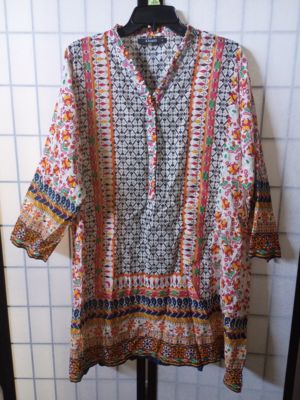 Khaadi Pakistani Printed Kurti Kurta Tunic/Dress Women Size 16 Boho